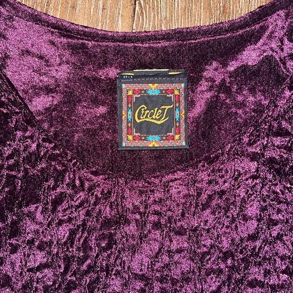 Vintage Circle T Western Purple Velvet Long Sleeve Smocked Maxi Dress XS S - Picture 5 of 11